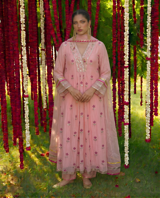 Pink Petal Gota kurta Set