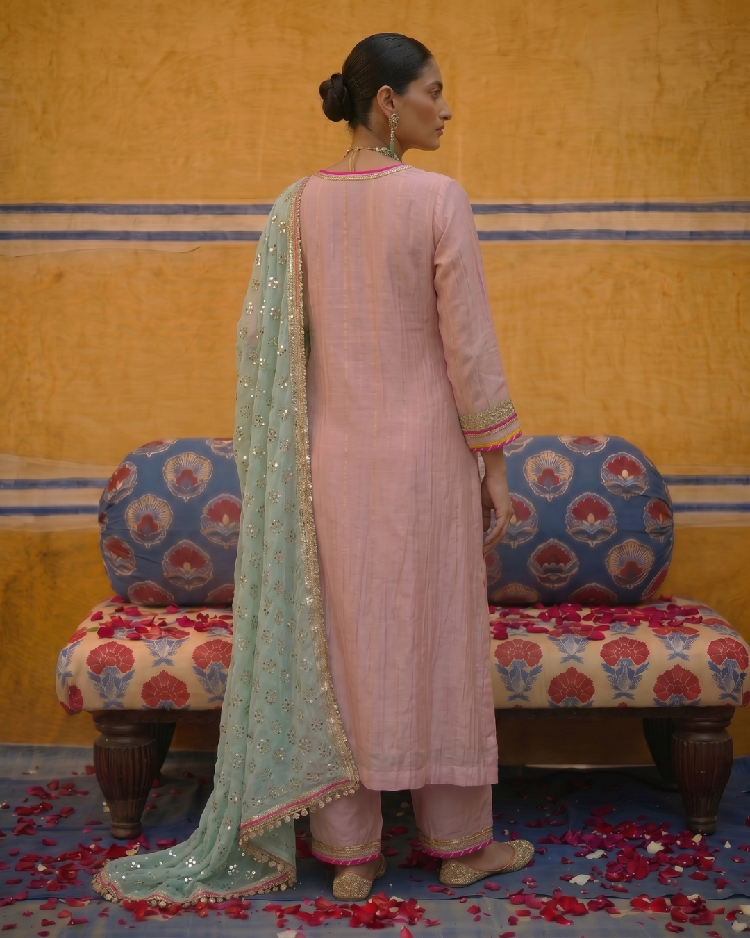 Mint Serenity & Pink Embellished kurta Set