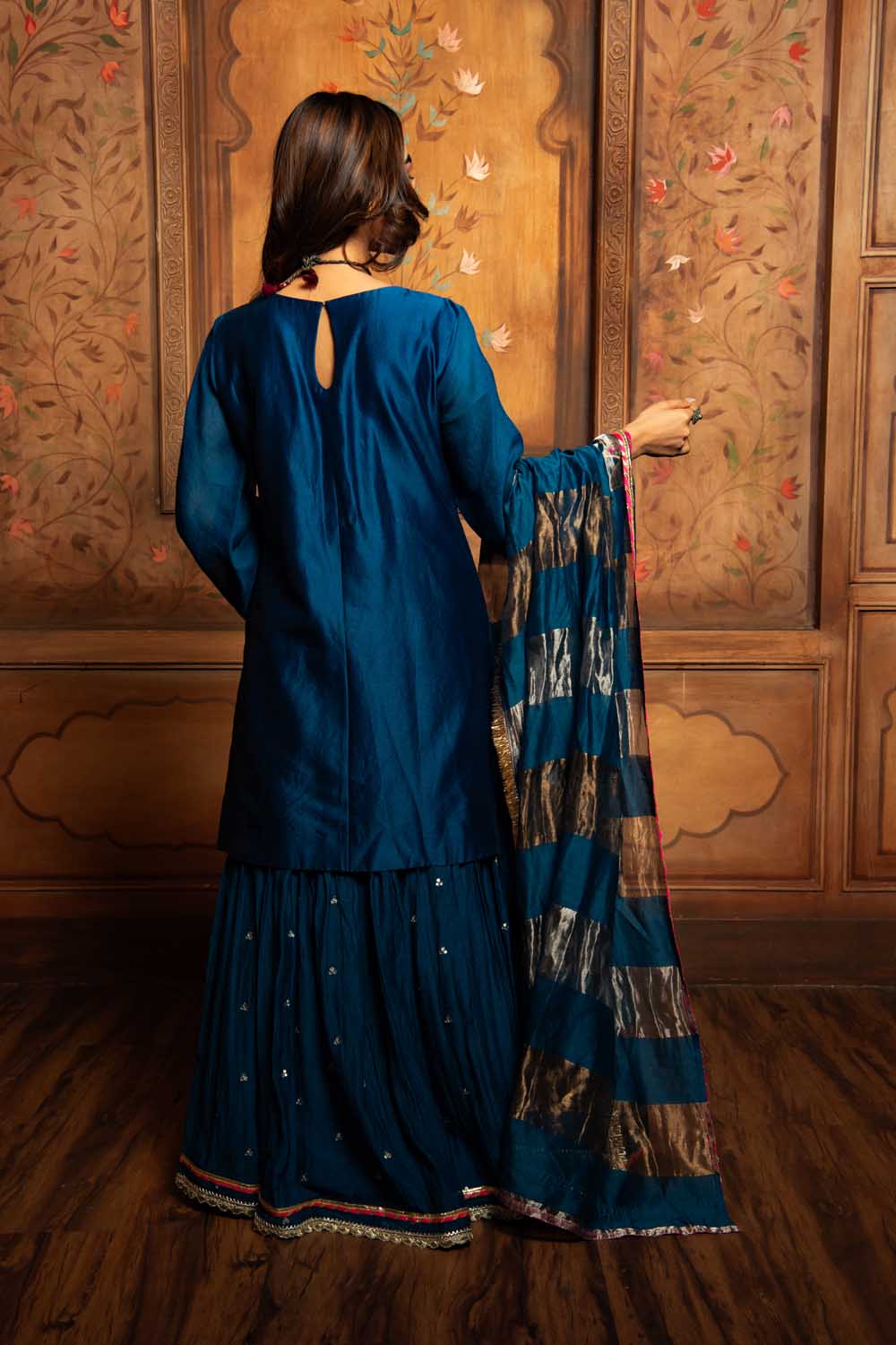 Midnight Blue shreenathji skirt Set