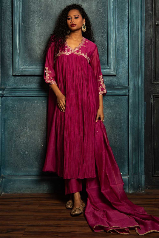Magenta Bloom Kurta Set