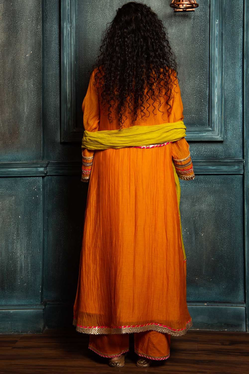 Golden Orange Festive Kurta Set