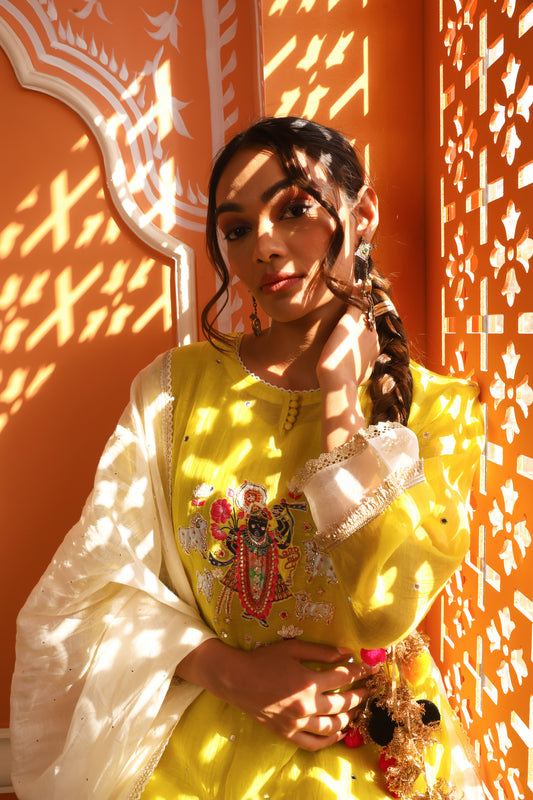 Sunshine Yellow Shreenathji Kurta Set