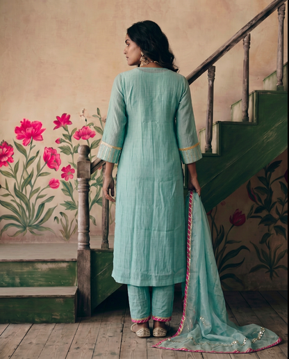 Serene Blue centre pannel gota set