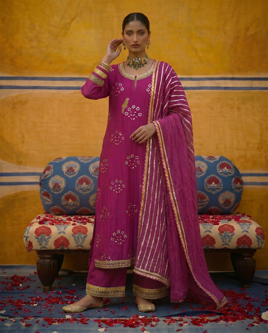 Fuchsia Mehfil kurta set