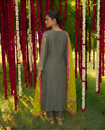 Regal Grey dori noor kurta Suit Set