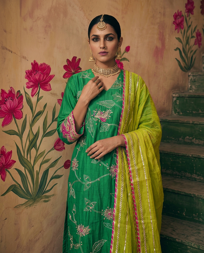 Emerald Green all over gota jaal Set