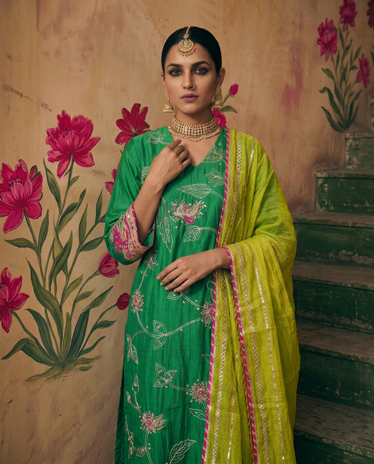 Emerald Green all over gota jaal Set