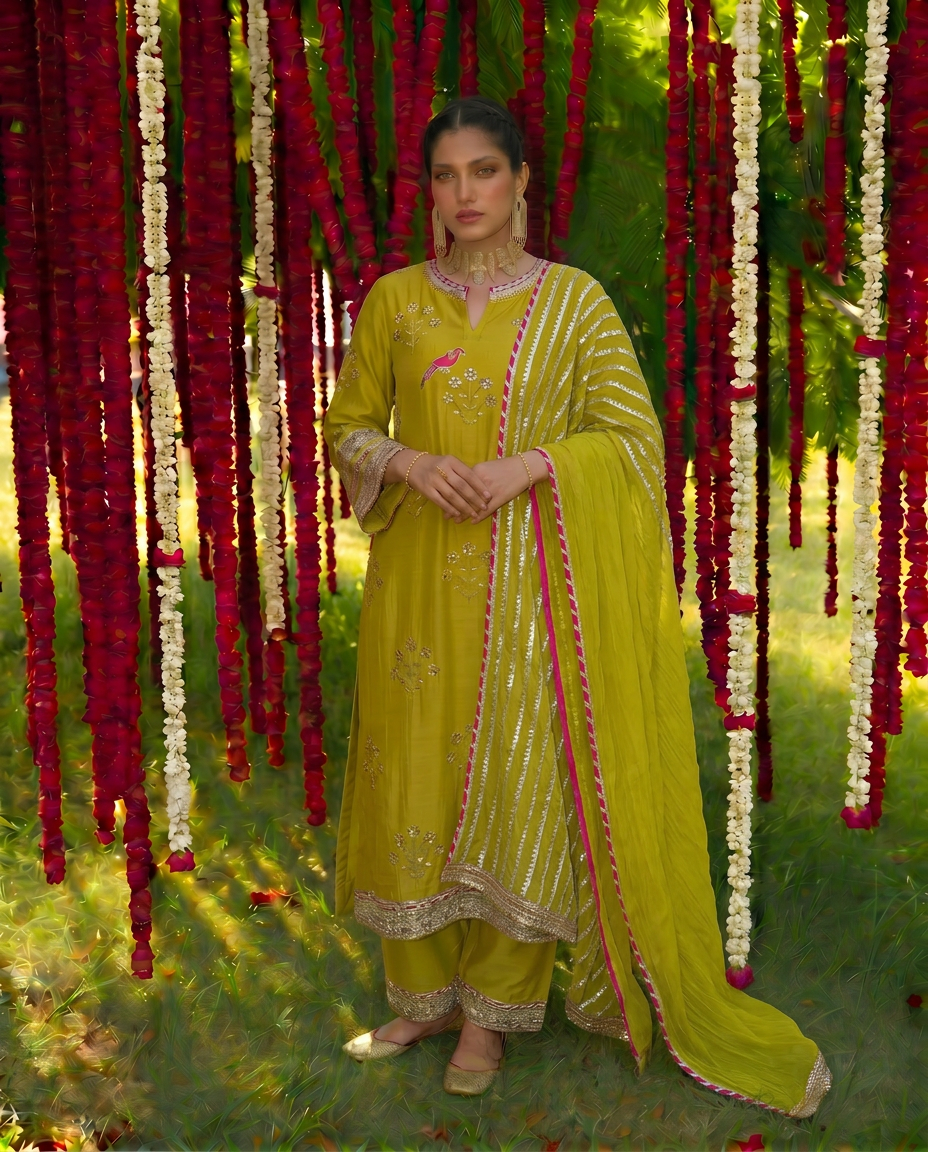 Lime Mehfil kurta set
