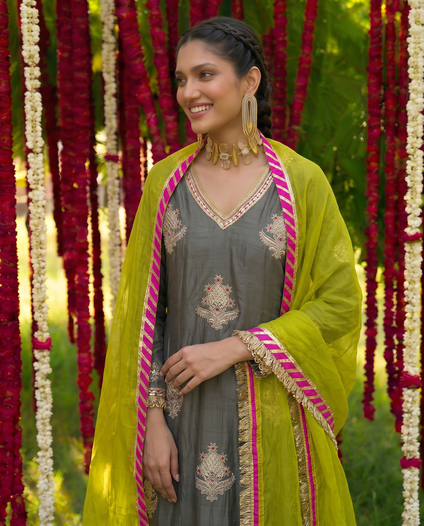 Regal Grey dori noor kurta Suit Set
