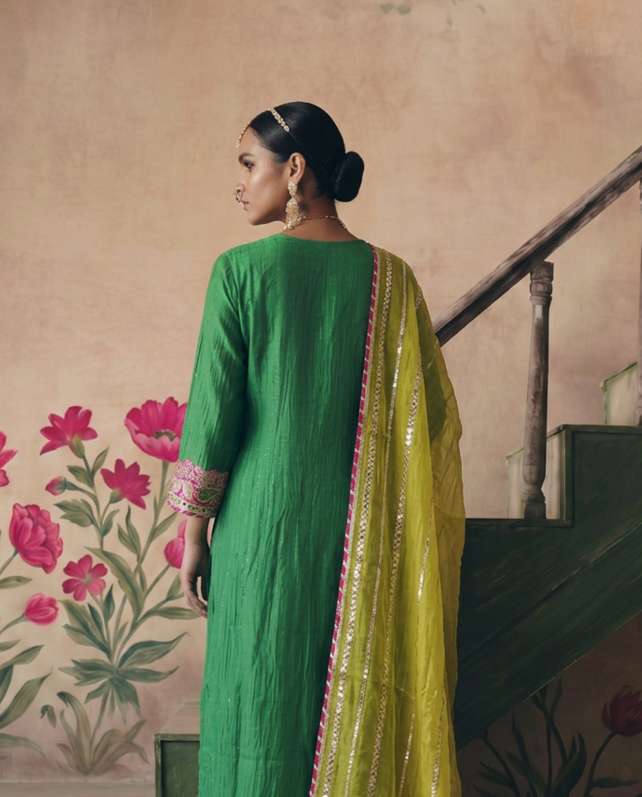 Emerald Green all over gota jaal Set
