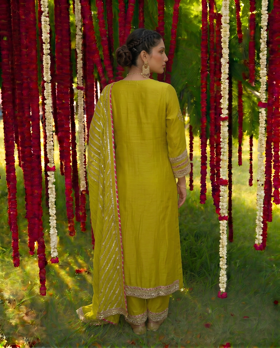 Lime Mehfil kurta set