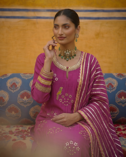 Fuchsia Mehfil kurta set