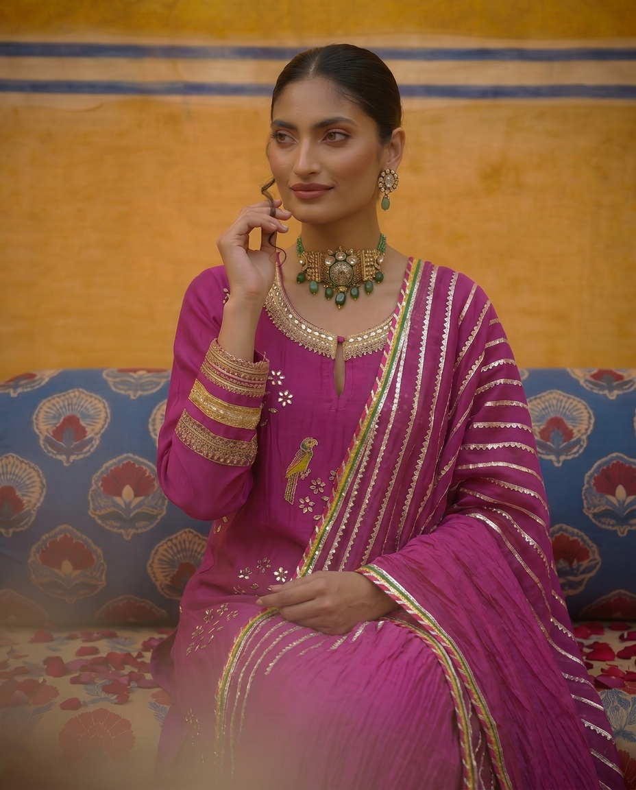 Fuchsia Mehfil kurta set