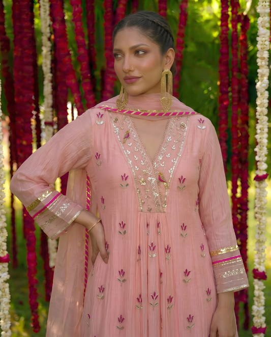 Pink Petal Gota kurta Set
