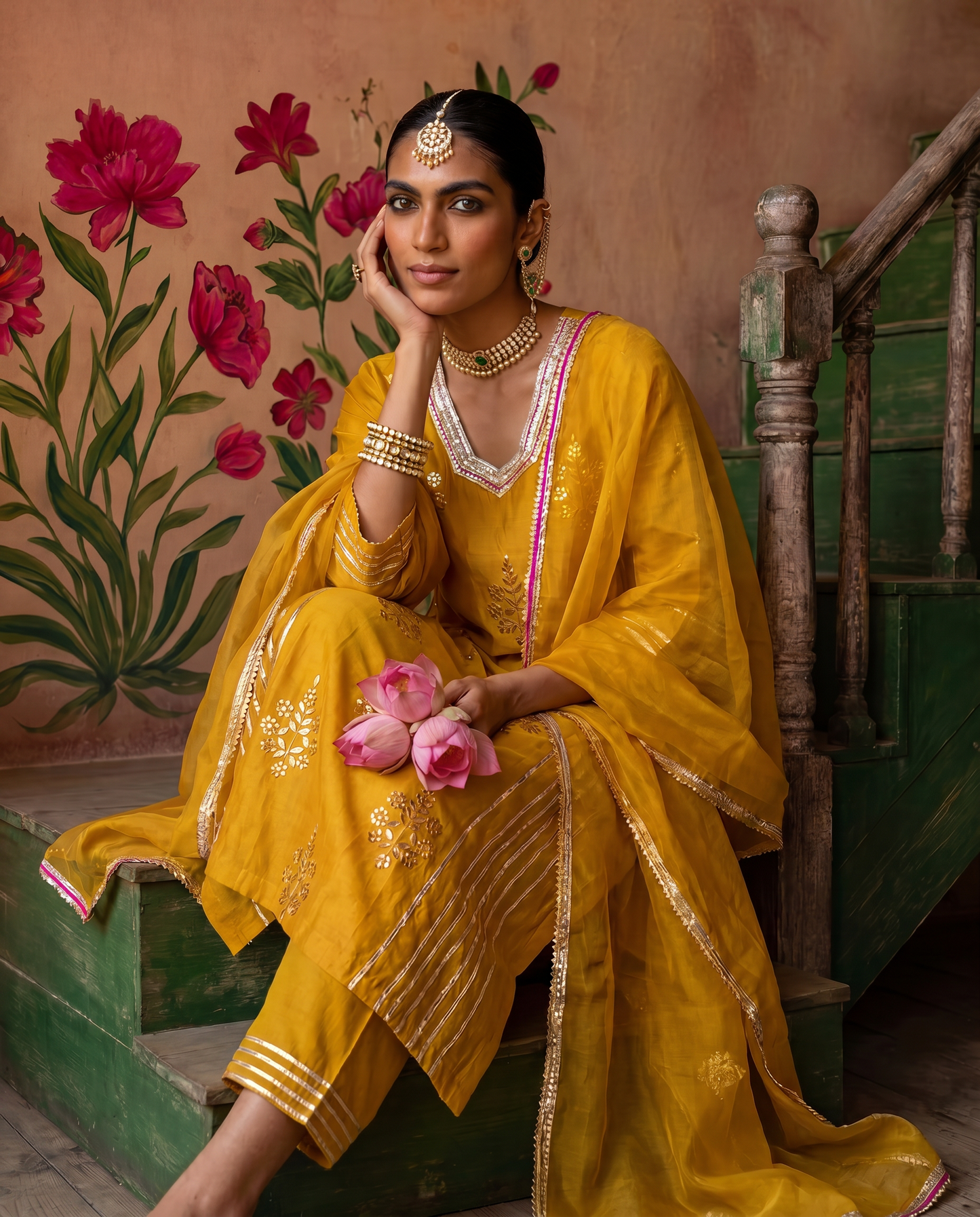 Mustard Yellow Gota Set