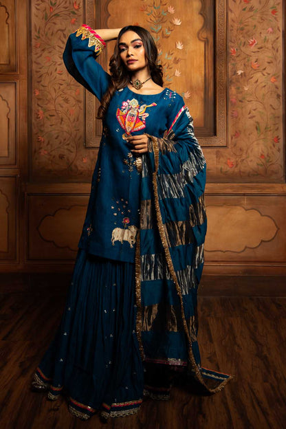 Midnight Blue shreenathji skirt Set
