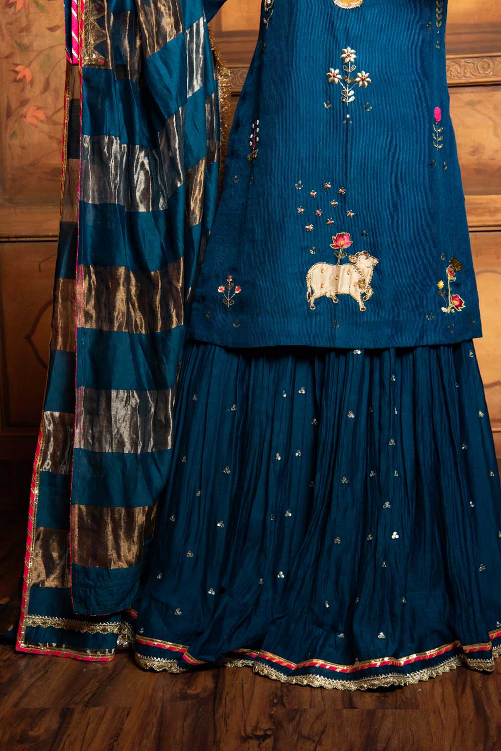 Midnight Blue shreenathji skirt Set