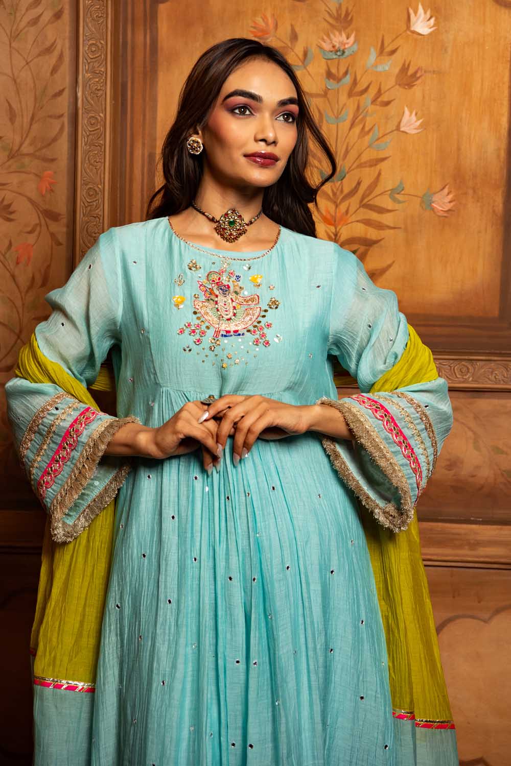 Aqua Blue shrinathji kurta Set
