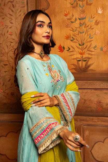 Aqua Blue shrinathji kurta Set