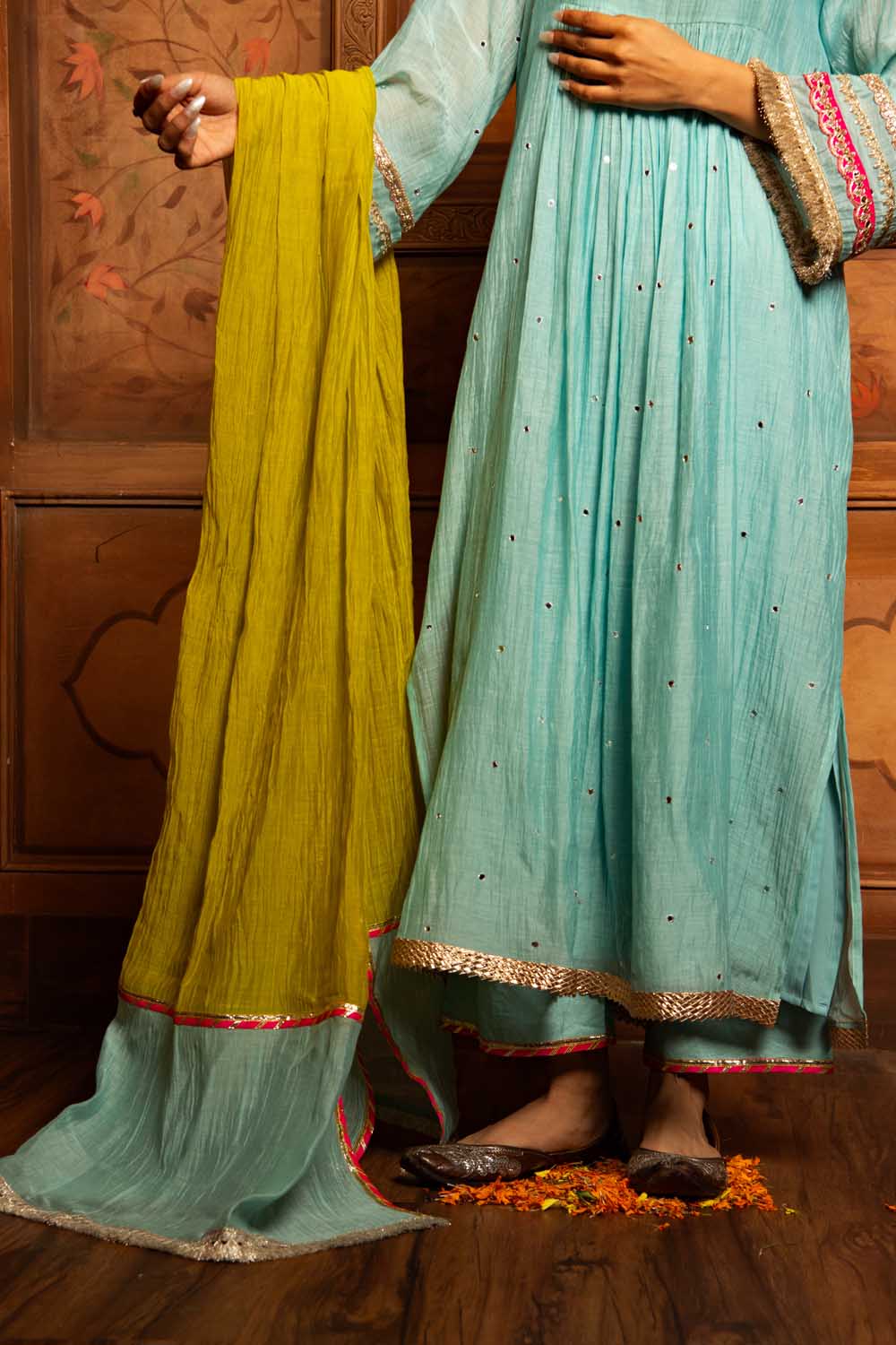 Aqua Blue shrinathji kurta Set