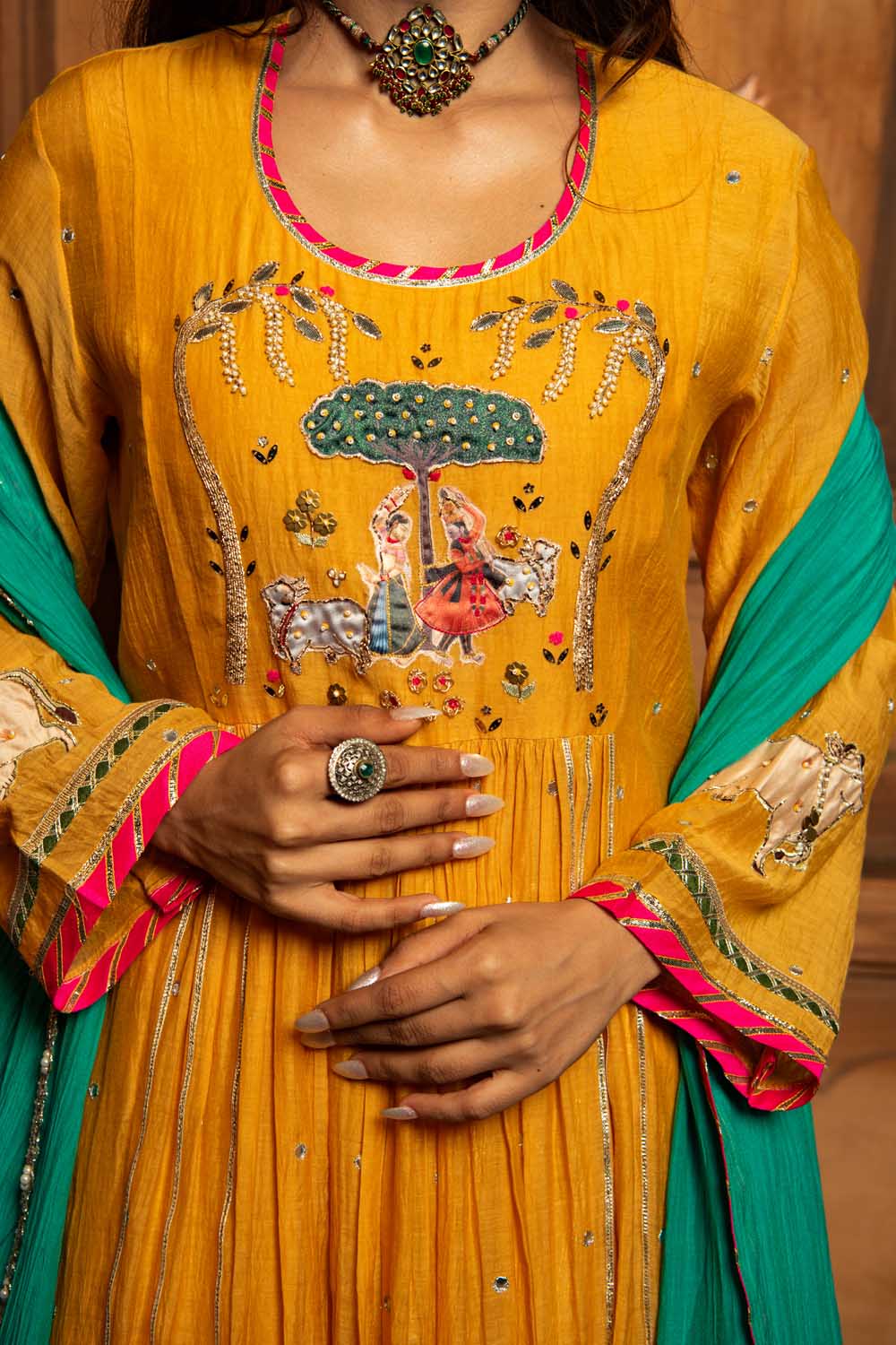 Mustard Yellow radha kishan Set