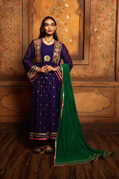 Purple Shahi Zari Kurta Set
