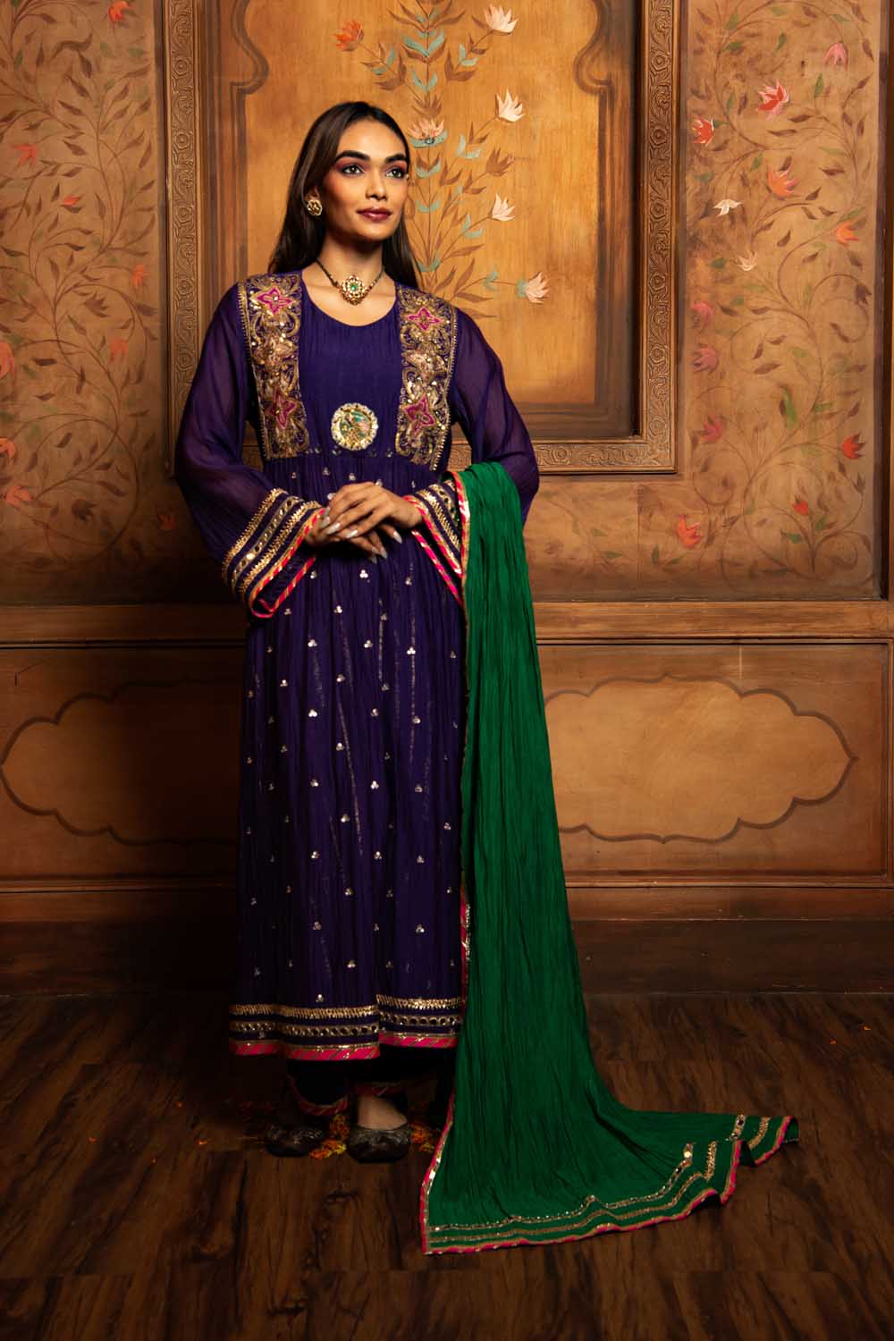 Purple Shahi Zari Kurta Set