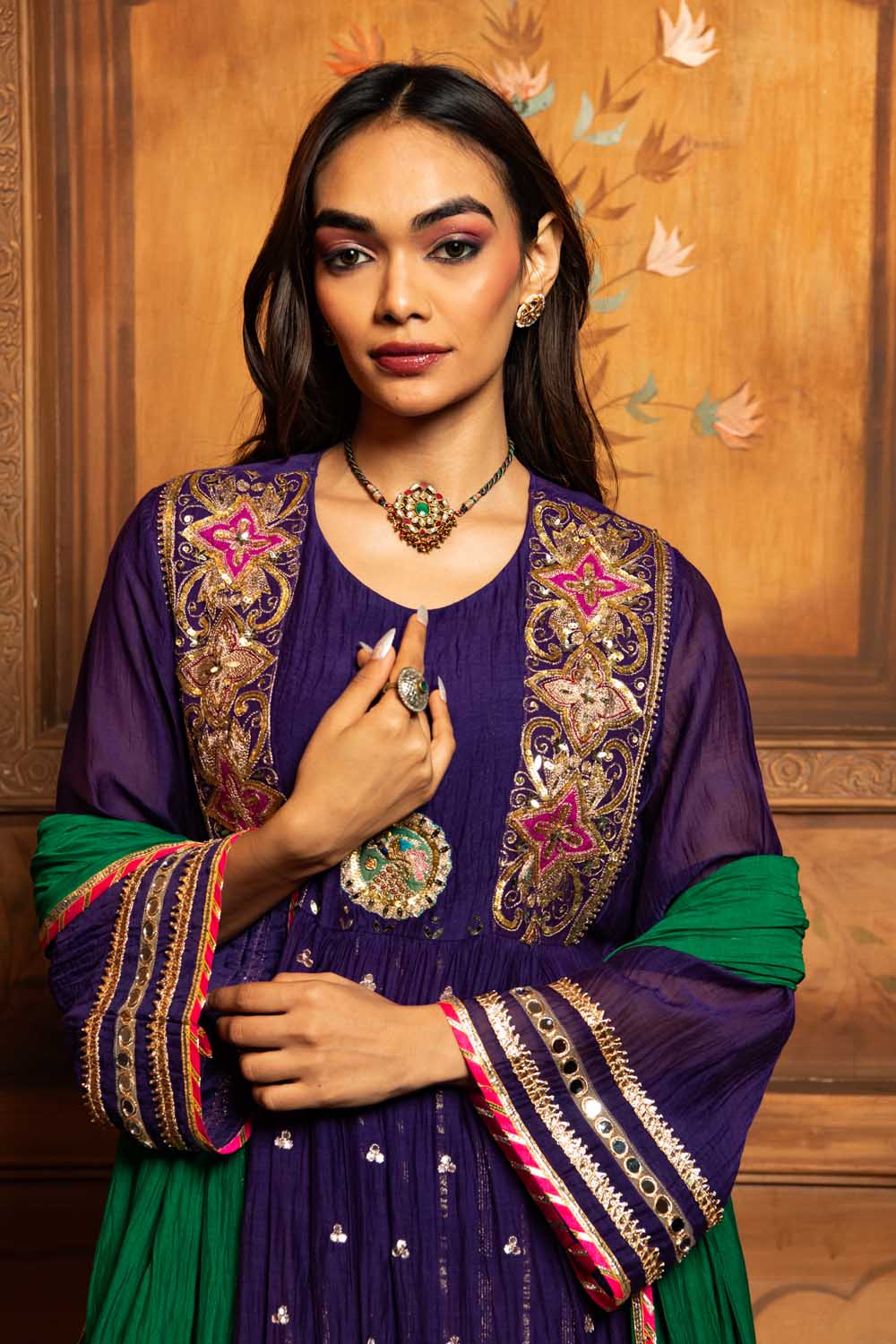 Purple Shahi Zari Kurta Set