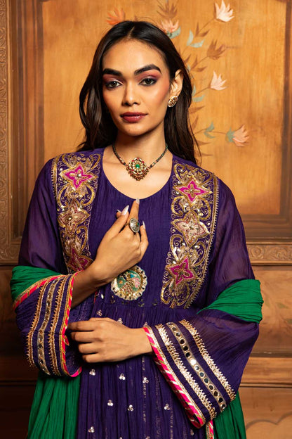 Purple Shahi Zari Kurta Set