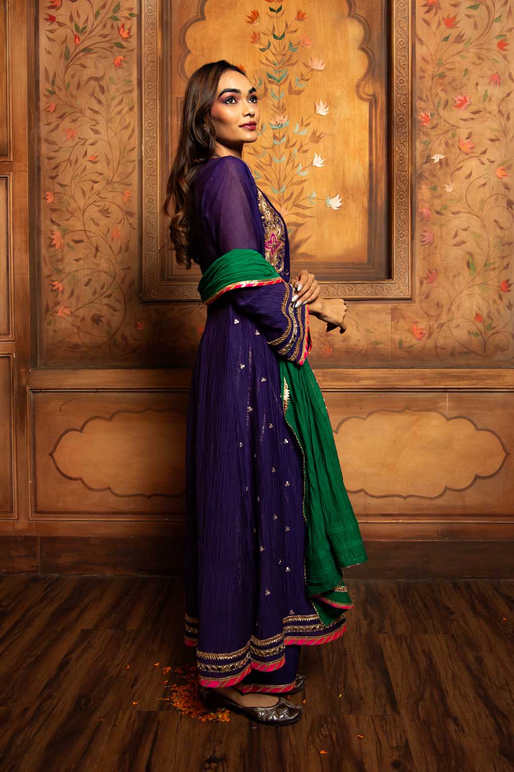 Purple Shahi Zari Kurta Set