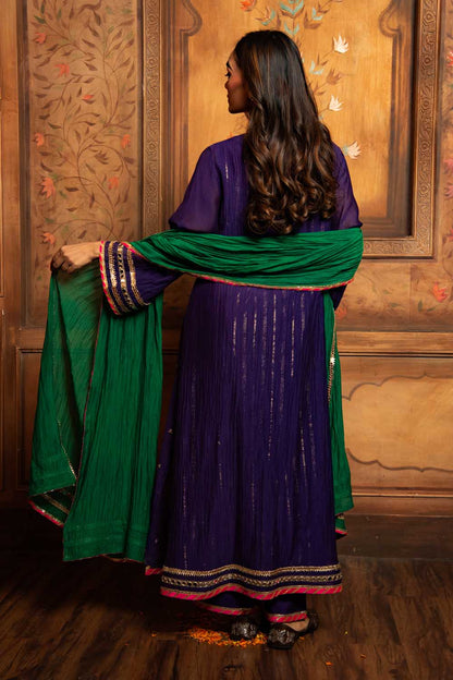 Purple Shahi Zari Kurta Set