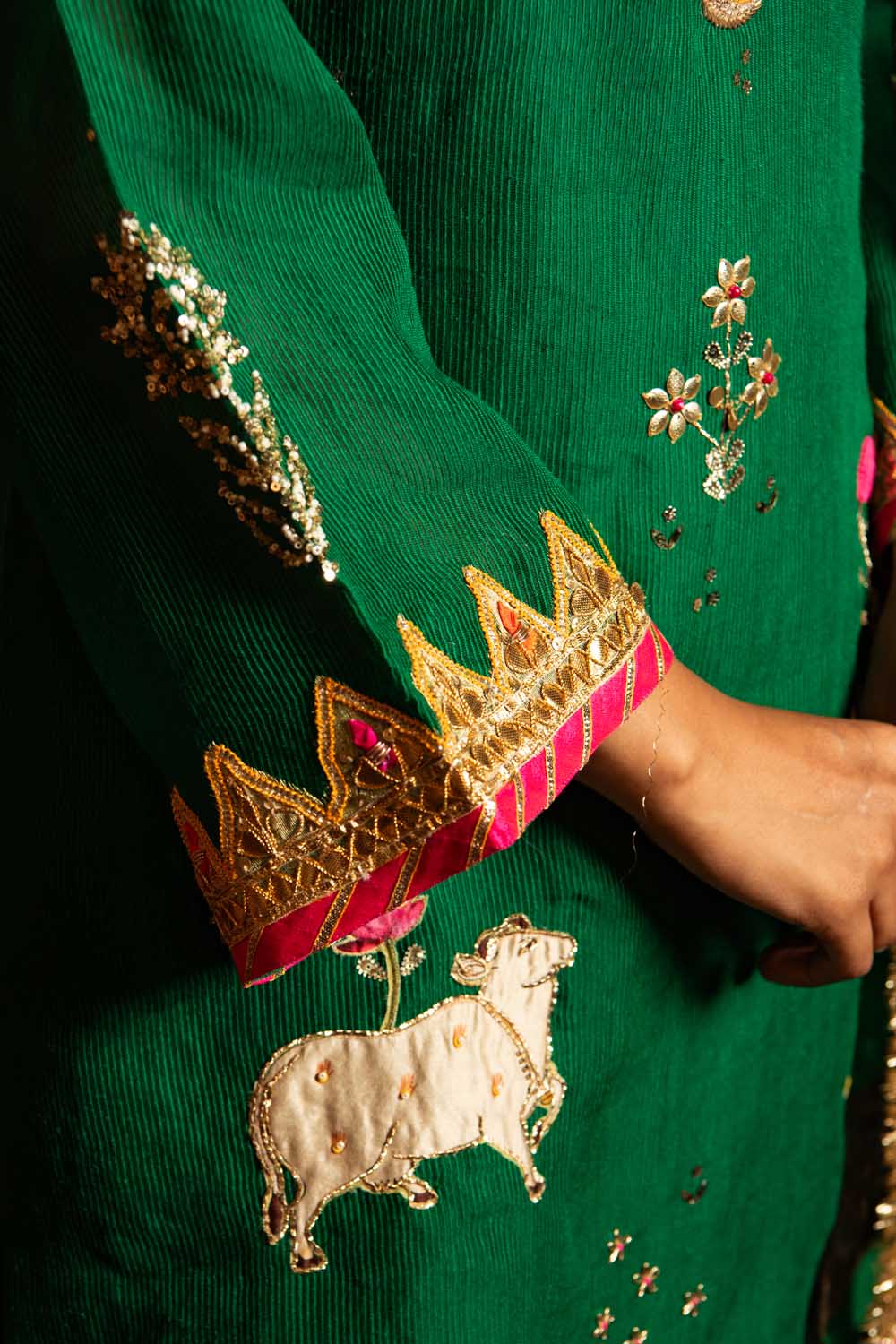 Emerald Green kurta with Skirt