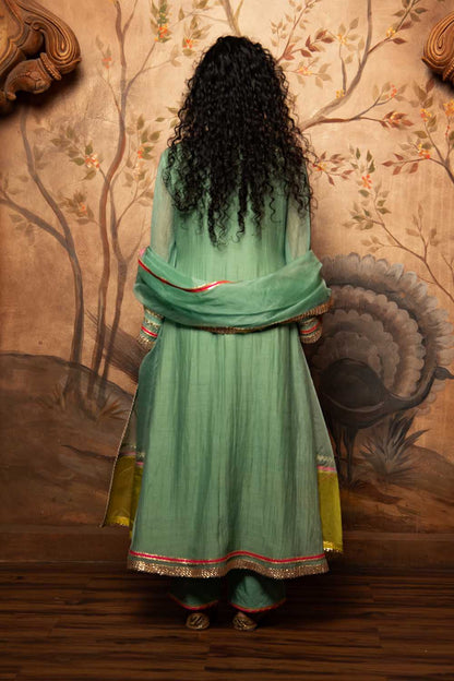 Mint Green pecock Embroiderec kurta Set