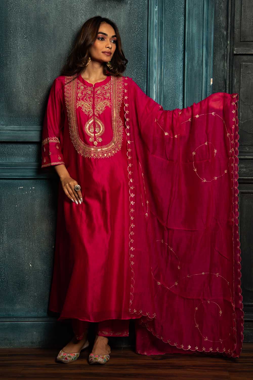 Rani Pink dori Kurta Set