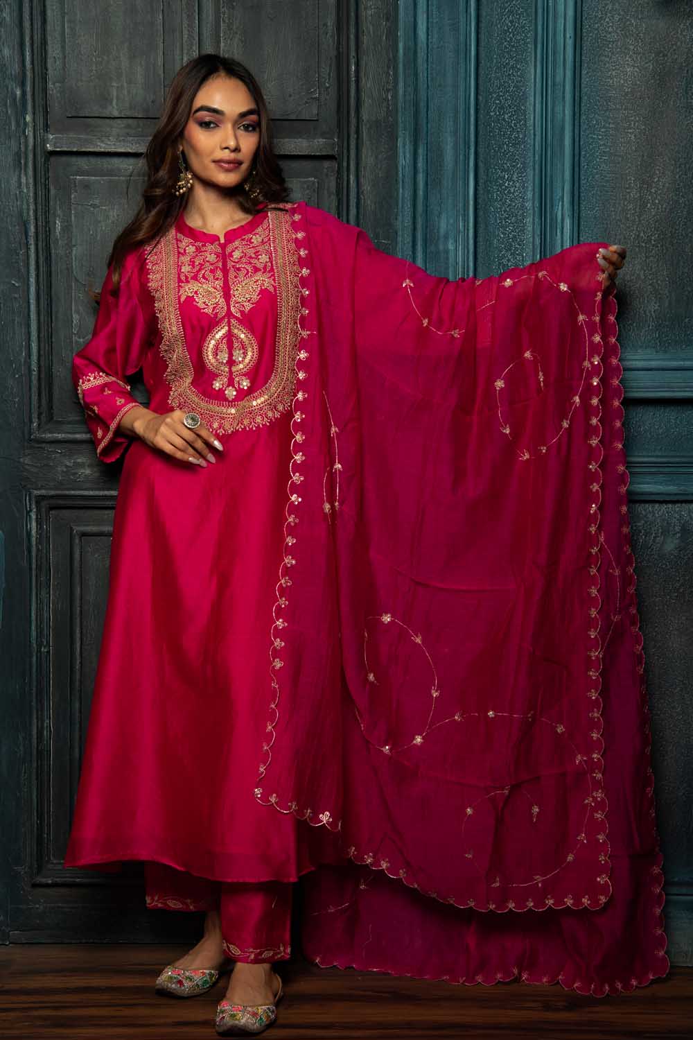 Rani Pink dori Kurta Set