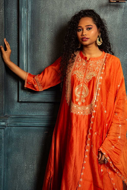 Festive Orange dori Kurta Set