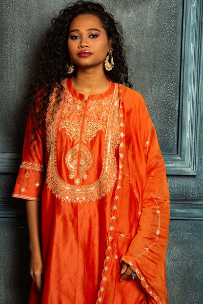Festive Orange dori Kurta Set
