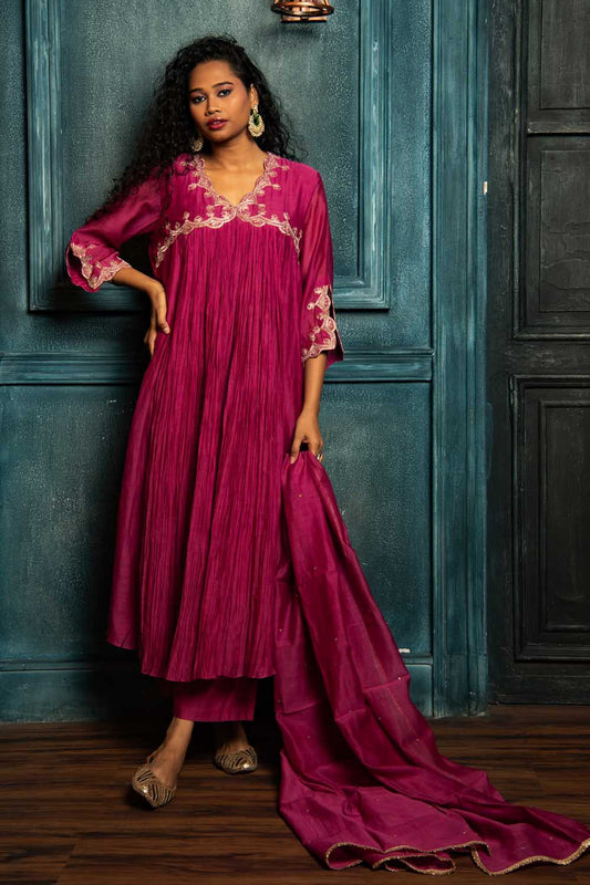 Magenta Bloom Kurta Set