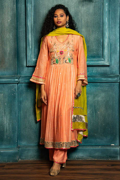Peach Petal Rangrez Kurta Set