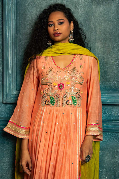 Peach Petal Rangrez Kurta Set