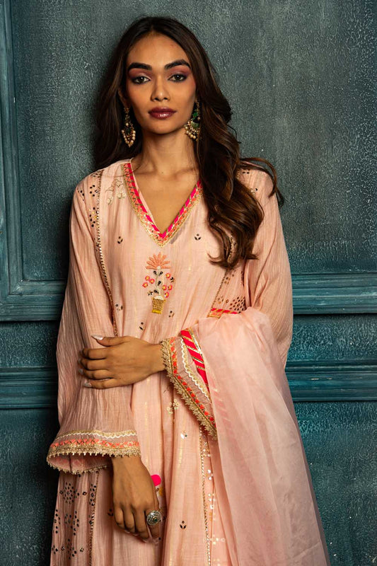 Pink Pearl Petal Rangrez Kurta Set