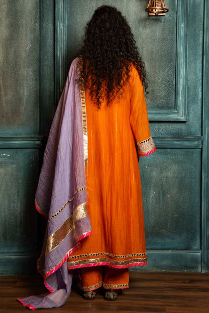 Royal Orange dori boota Kurta Set