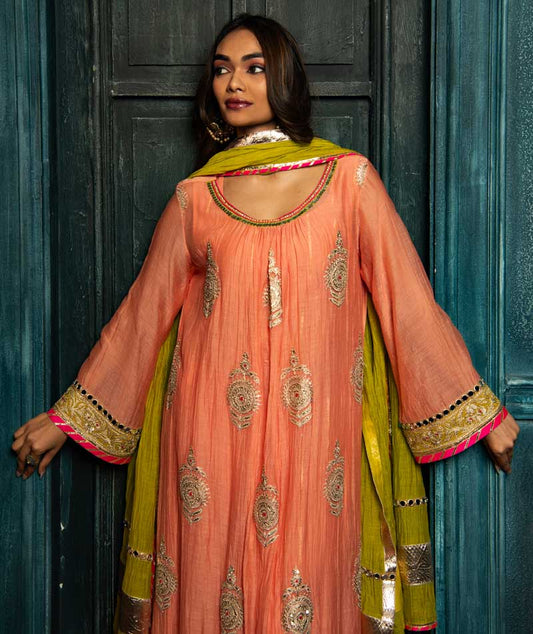 Royal Peach dori Kurta Set