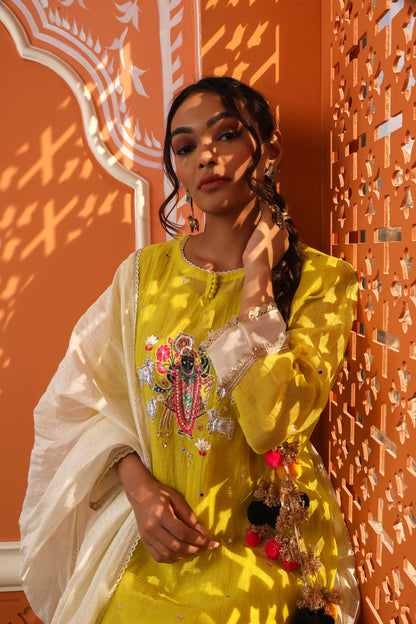 Sunshine Yellow Shreenathji Kurta Set