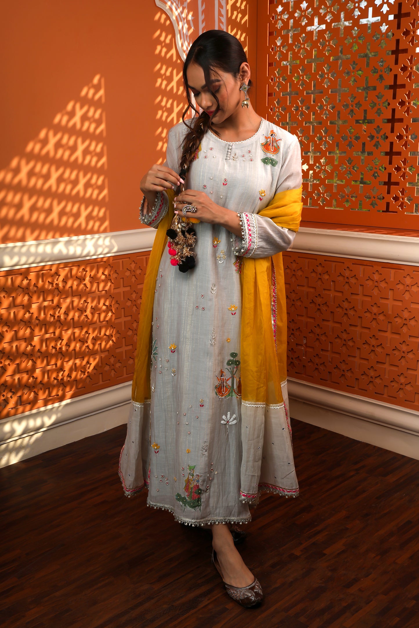 Light Grey raasleela Anarkali Set