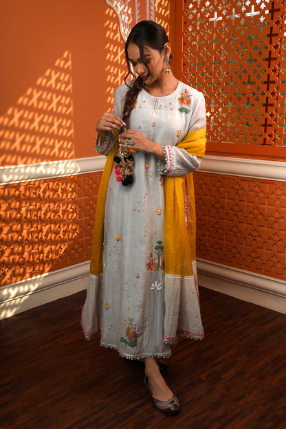 Light Grey raasleela Anarkali Set