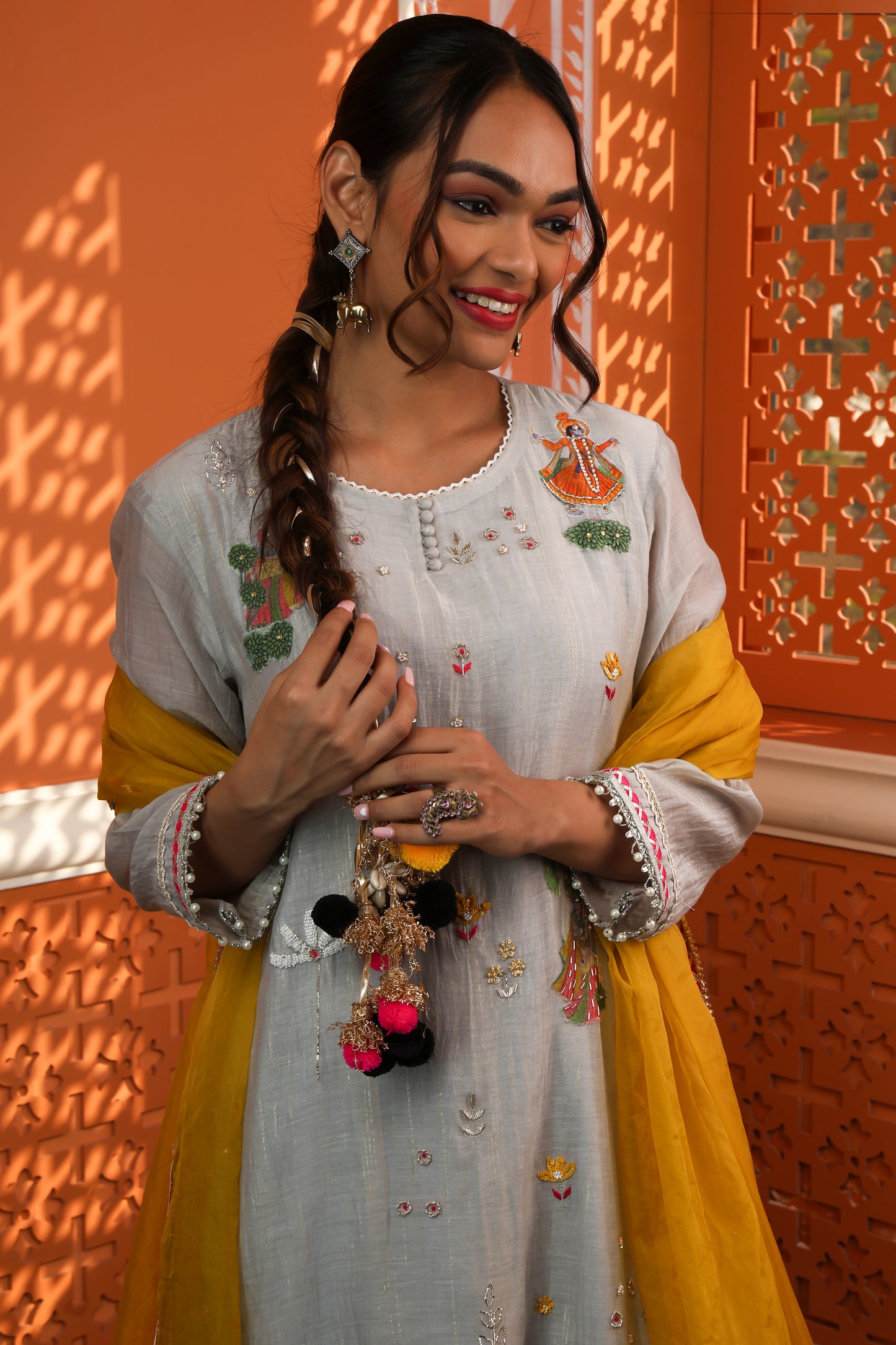 Light Grey raasleela Anarkali Set
