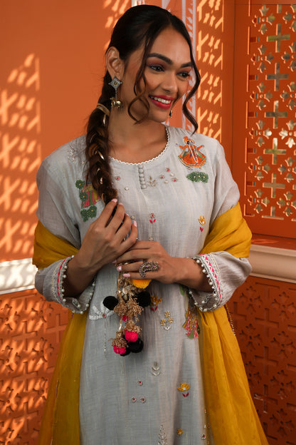 Light Grey raasleela Anarkali Set